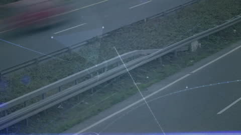 Digital Network Connections Overlaying Highway