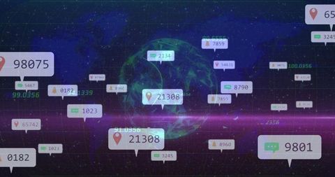 Futuristic Digital Network with Global Connection Interactive