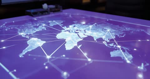 Innovative Holographic World Map Display with Connecting Nodes