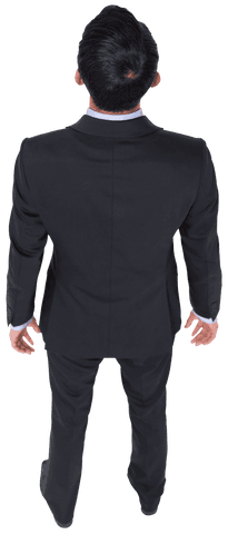 Transparent PNG of Biracial Businessman in Suit from Back View