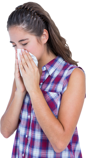 Woman Using Tissue To Sneeze On Transparent Background - Download Free Stock Videos Pikwizard.com