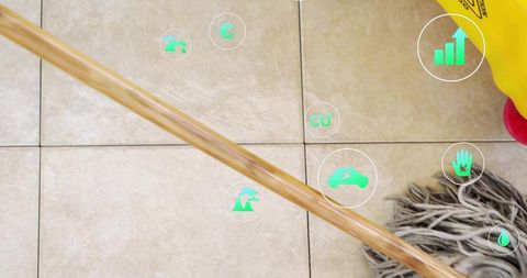 Eco-Friendly Cleaning with Iconic Metrics on Tile Floor