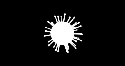 Covid-19 virus cell silhouette on black
