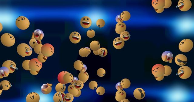 Floating Emojis on Blue Background Representing Social Media Mood - Download Free Stock Images Pikwizard.com