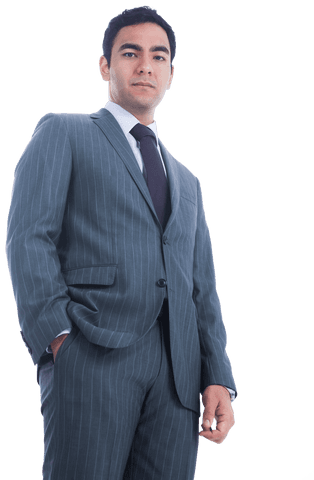 Confident Biracial Businessman in Elegant Suit on Transparent Background