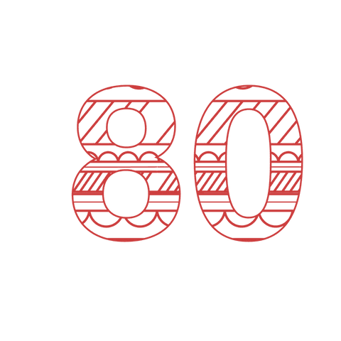Stylish transparent contemporary red 80 number for celebrations