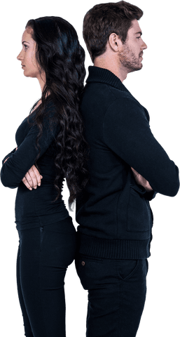 Transparent Tension: Couple Standing Back to Back - Download Free Stock Videos Pikwizard.com