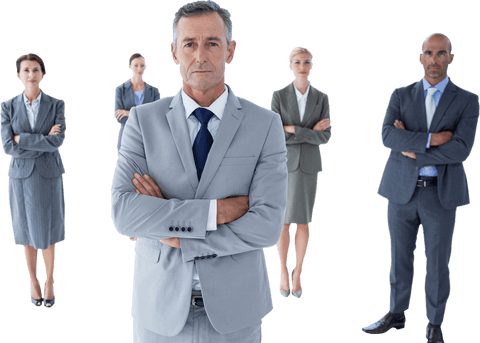 Business Professionals Standing with Arm Crossed Transparent Background