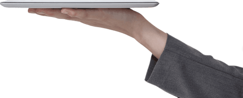 Businesswoman's Hand Holding Transparent Digital Tablet Side View