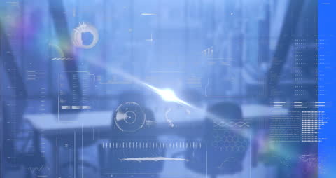 Futuristic Digital Interface in Empty Office Setting