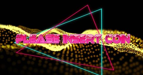 Retro Arcade Style 'Insert Coin' Digital Art with Neon Geometry - Download Free Stock Images Pikwizard.com