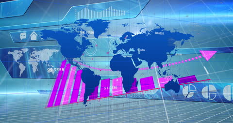 Global Finance Data Trends on Digital Screen