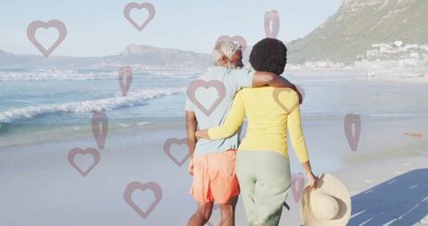 Romantic beach stroll couple enjoying coastal serenity