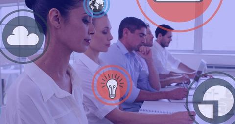Digitally Enhanced Office Teamwork - Download Free Stock Images Pikwizard.com
