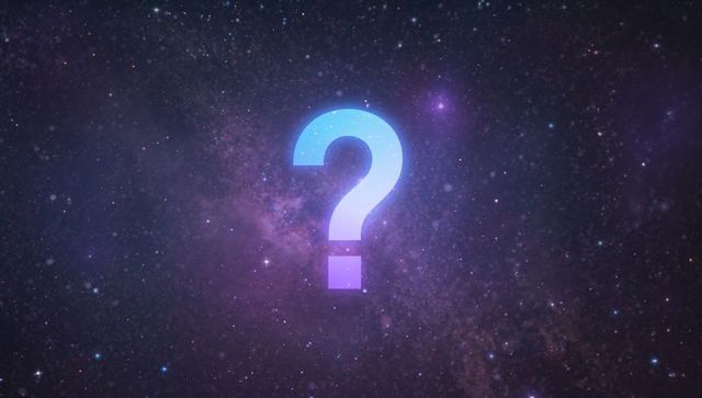 Glowing Question Mark Floating in Vast Cosmic Galaxy