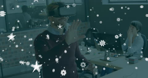 VR User Experiencing Interactive Digital Magic in Office