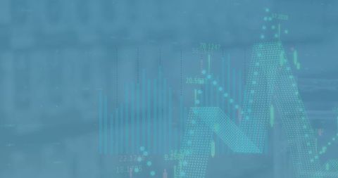 Data analytics interface on blue background