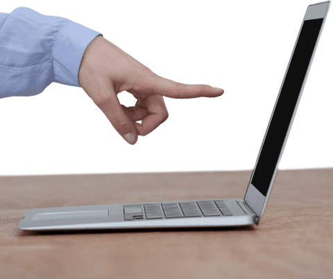 Businesswoman Pointing at Laptop Transparent Background