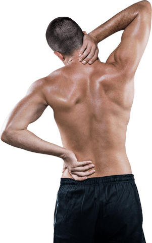 Transparent Image of Shirtless Athlete with Neck Pain