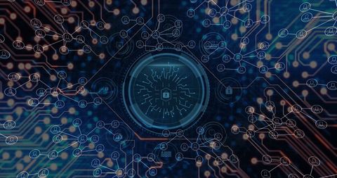 Futuristic digital encryption background interface