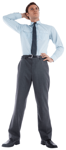 Transparent Confident Businessman in Suit Thinking Pose