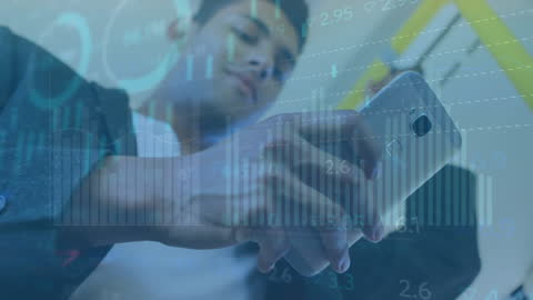 Man Analyzing Digital Data on Smartphone