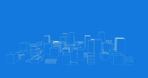 geometric cityscape illustration against blue sky - Download Free Stock Images Pikwizard.com