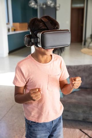 Child Engaging in Virtual Reality at Home