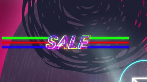 Dynamic Multicolor Neon Glitch Sale Animation with Surreal Shapes