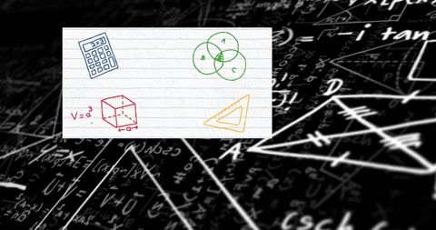 Mathematical Concepts and School Icons with Chalkboard Background - Download Free Stock Images Pikwizard.com