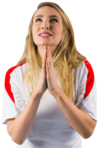 transparent background female football fan nervously praying - Download Free Stock Videos Pikwizard.com