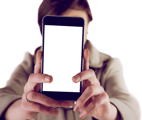 Caucasian Woman Displaying Smartphone with Copy Space on Transparent Background - Download Free Stock Videos Pikwizard.com
