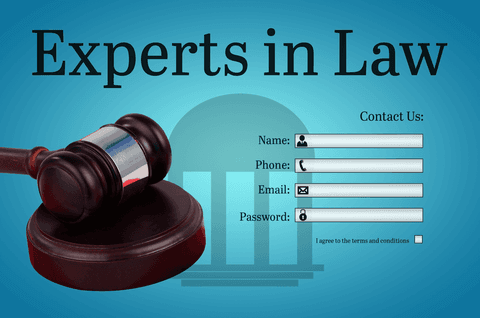 Transparent legal firm contact interface with gavel highlights expert services