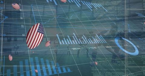 Digital Interface with American Sphere and Financial Data Overlays