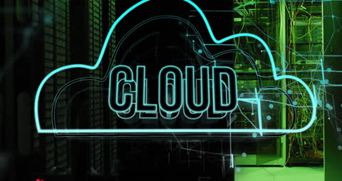 Digital Cloud Animation in Data Center Server Room