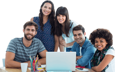 transparent background diverse team collaborating smiling at table - Download Free Stock Videos Pikwizard.com