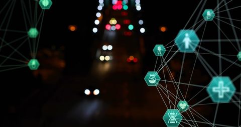 network connections over city lights at night depicting modern connectivity - Download Free Stock Images Pikwizard.com