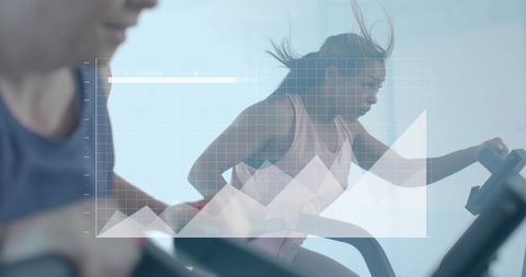 Diverse Women Engaging in Cross Training with Data Overlay - Download Free Stock Images Pikwizard.com