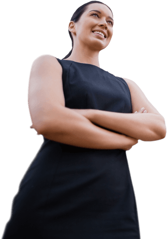 Confident Businesswoman with Arms Crossed Against Transparent Background