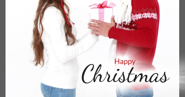 Digitally generated image of Happy Christmas text and romantic couple 4k - Download Free Stock Photos Pikwizard.com