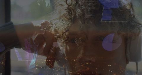 Young Man with Headphones Exploring Digital World Interface