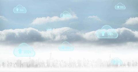 Digital Cloud Data Visualization Over Modern Cityscape - Download Free Stock Images Pikwizard.com