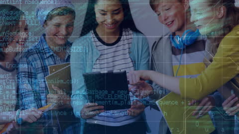 Diverse Team Engaging with Technology and Data Visualization