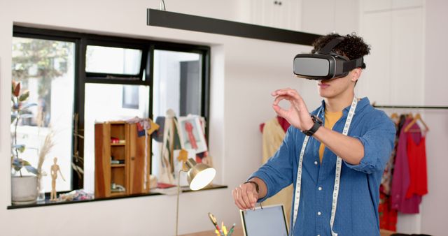 Fashion Designer Using VR Headset in Studio - Download Free Stock Images Pikwizard.com