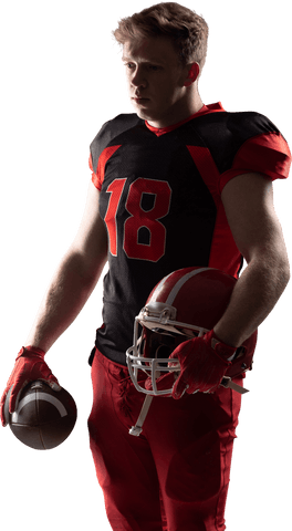 Young American Football Player Holding Helmet on Transparent Background - Download Free Stock Videos Pikwizard.com