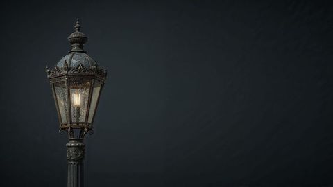 Vintage glass lamp post illuminating nighttime ambiance