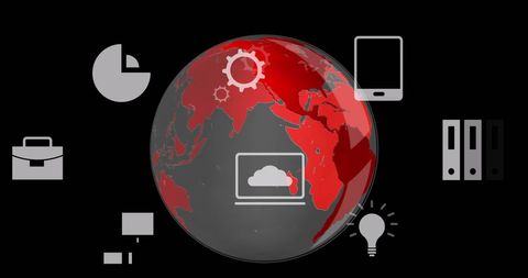 Digital Technology Icons Over Globe - Download Free Stock Images Pikwizard.com