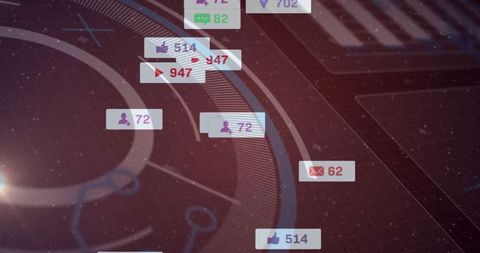 Futuristic Digital Dashboard with Interaction Icons Overlay