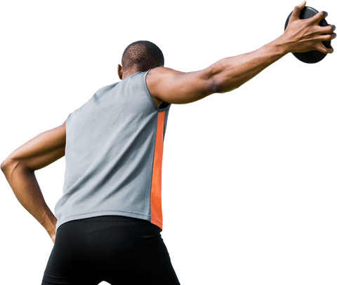 Athletic Discus Thrower on Transparent Background