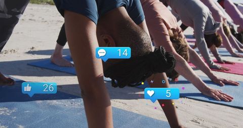 Social Media Engagement over Women Practicing Yoga on Beach